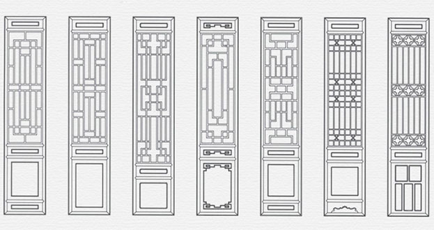 东山常用中式仿古花窗图案隔断设计图