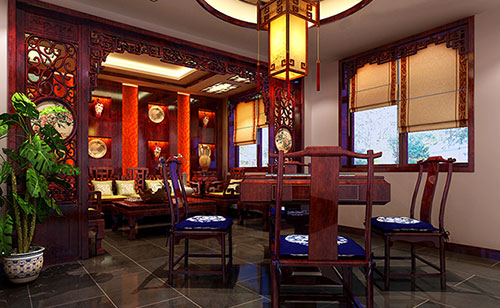 东山古典中式风格茶楼包间设计装修效果图